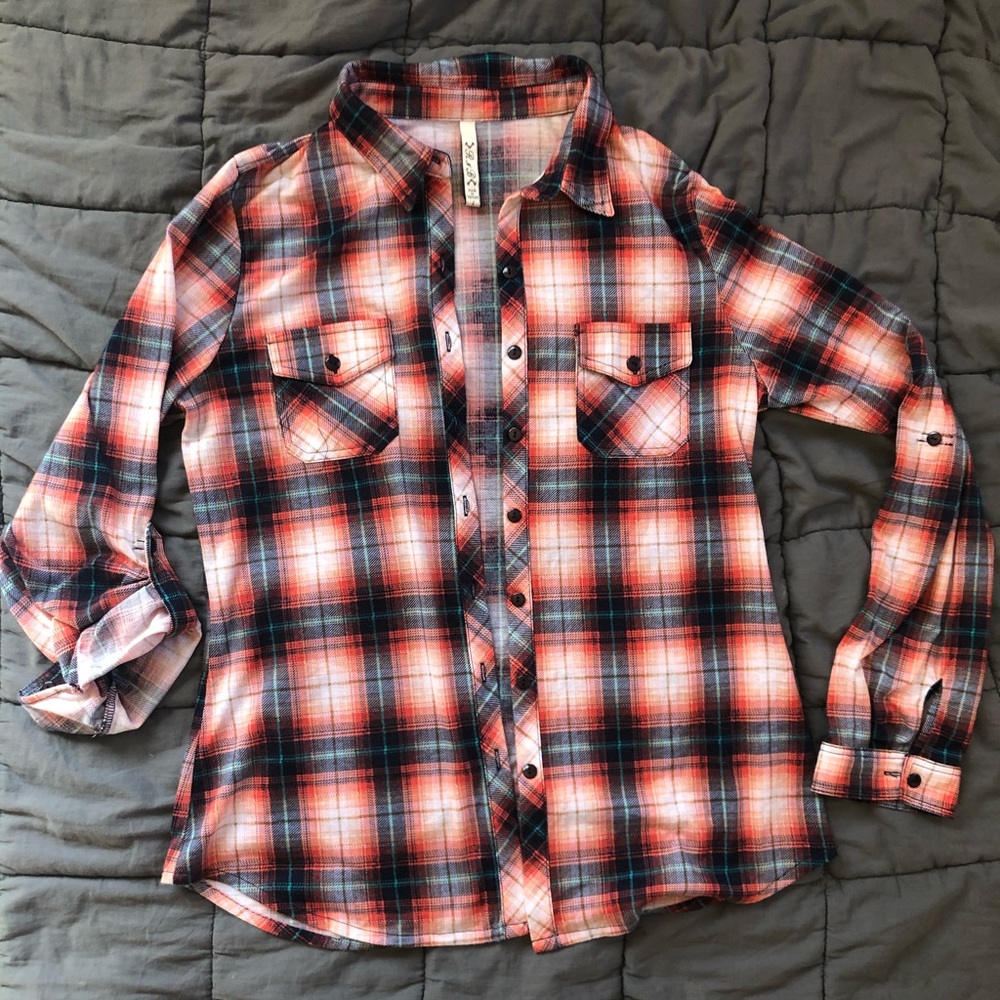 Orange and Teal Flannel